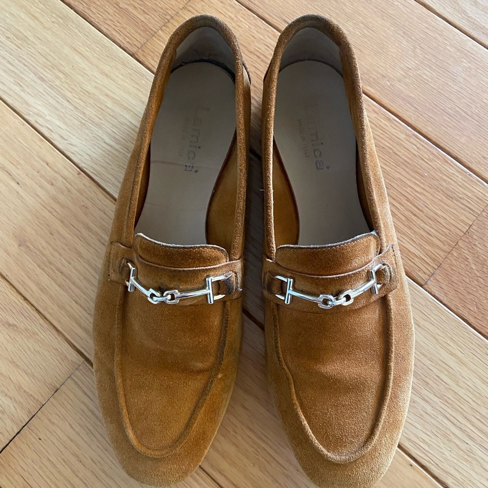Lamo Brown Suede Loafers with Silver Detail